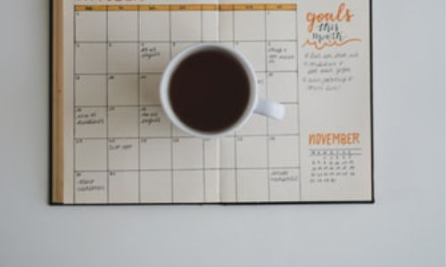 calendar showing goals for the month