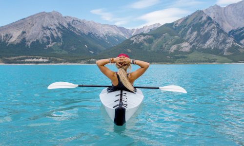 woman in kayak enjoying the scenery