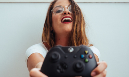 woman playing video games