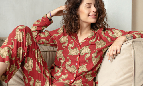 woman wearing cozy pajamas
